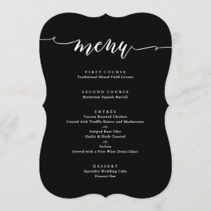 Typographie de script simple   Menu Mariage noir