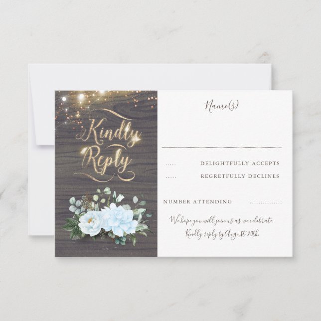 Typographie d'or Mariage de automne rustique RSVP (Devant)
