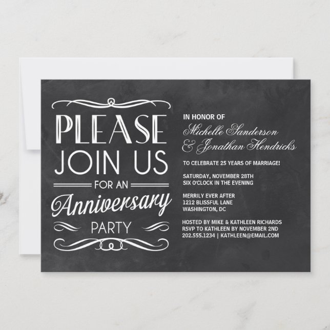 Typographie du tableau noir| Invitation de fête de (Devant)