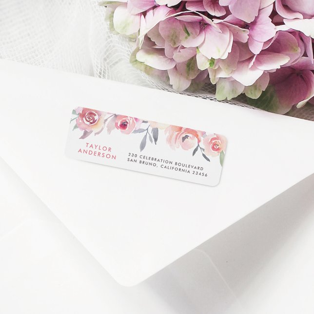 Typographie du texte personnalisé moderne Aquarell (Return Address Label Mock-up)