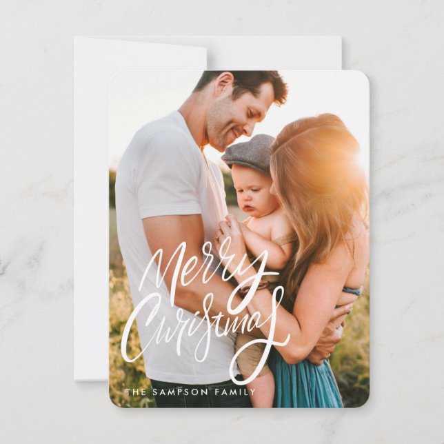 Typographie élégante Photo Noël Carte de vacances (Devant)