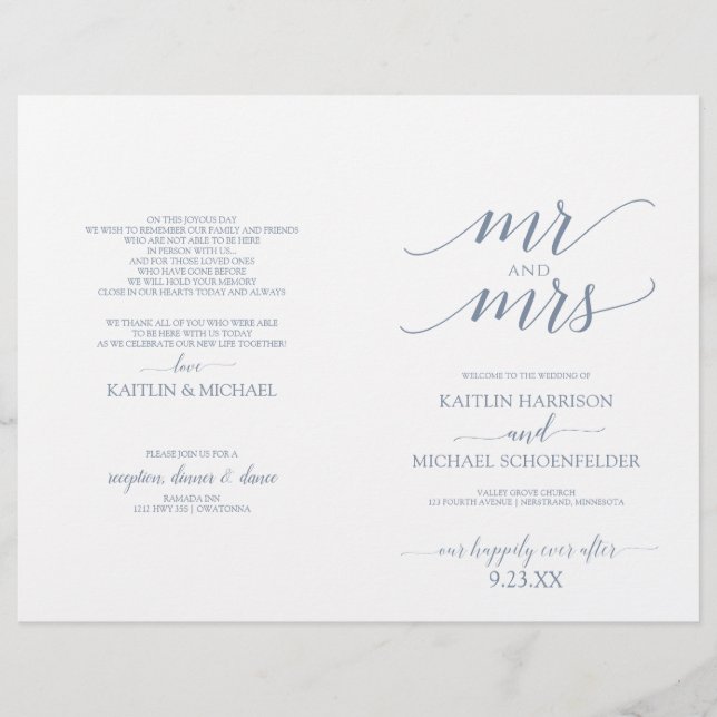 Typographie élégante Programmes de mariage Dusty B (Devant)