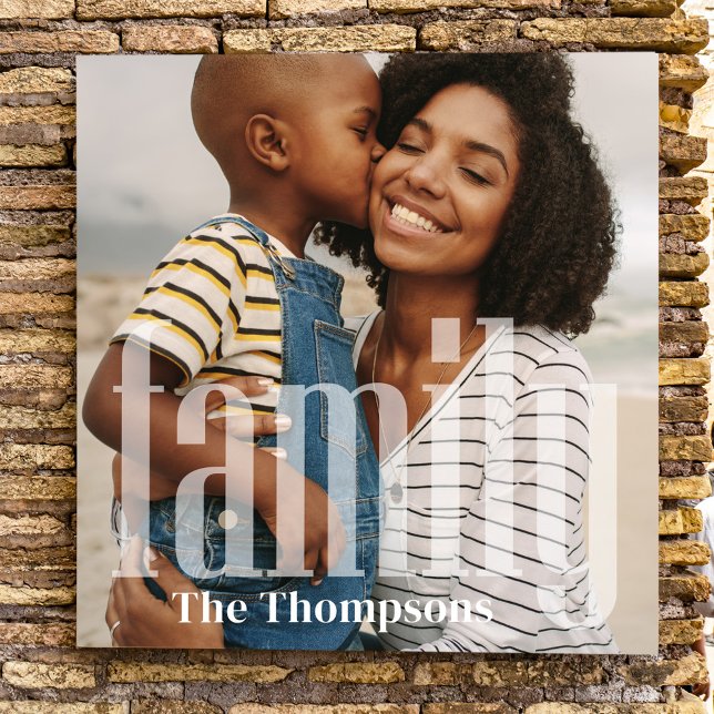 Typographie familiale moderne Photo personnalisée (Simple minimalist modern style typography custom photo print.)