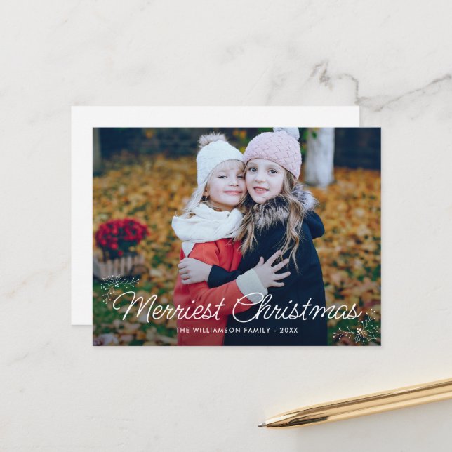 typographie famille carte photo de noël (Devant/Arrière en situation)