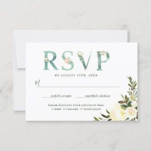Typographie Floral Green Watercolor RSVP