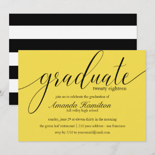 Typographie Jaune moderne Graduation Invitation