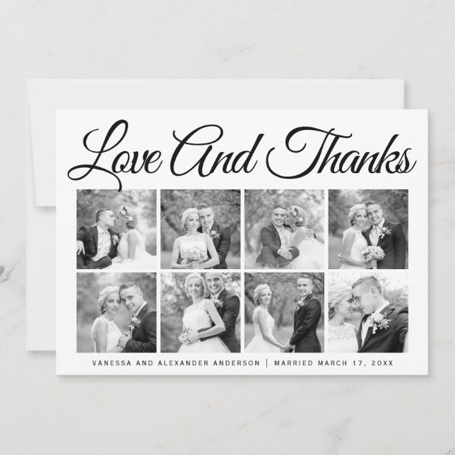 Typographie mariage Merci huit photo collage (Devant)