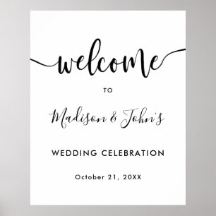 Typographie Mariage monochrome Affiche de bienvenu