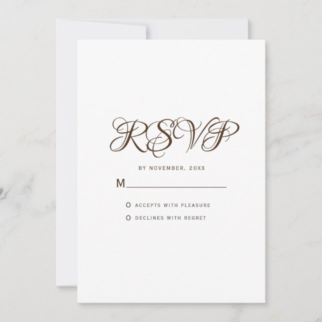 Typographie minimale Carte RSVP de mariage blanc (Devant)