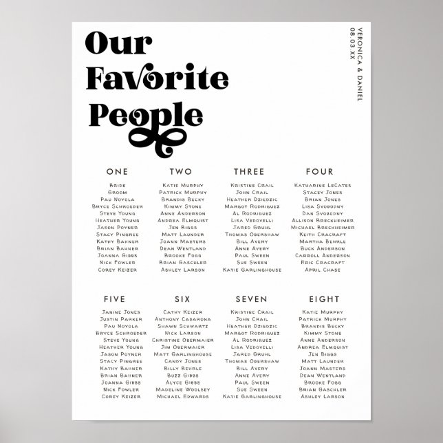 Typographie minimale | Poster de la table Mariage (Devant)