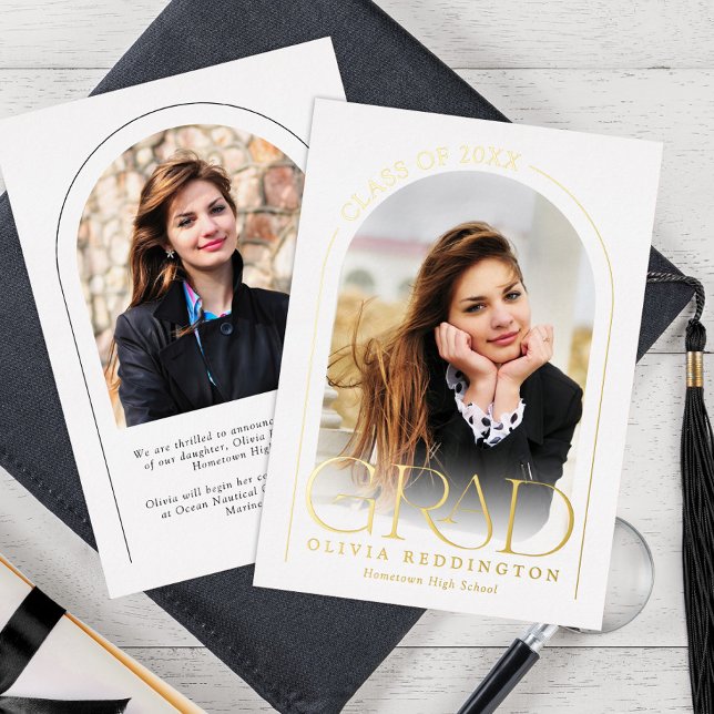 Typographie moderne 2 Arc photo Grad Faire-part (Créateur téléchargé)