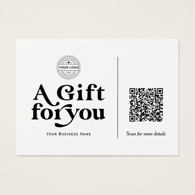 Typographie moderne à la mode Code QR Carte cadeau (Devant)