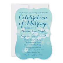 Typographie moderne Aqua Blue Wedding Invitations