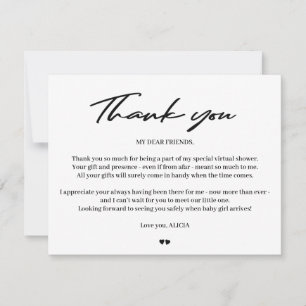 Typographie moderne bébé douche virtuelle merci