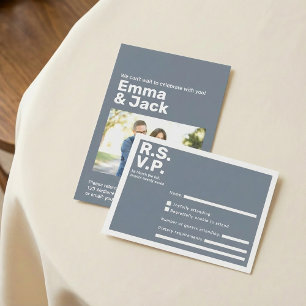 Typographie moderne Blue Bold RSVP Mariage