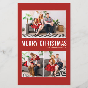 Typographie moderne Carte de Noël photo rouge