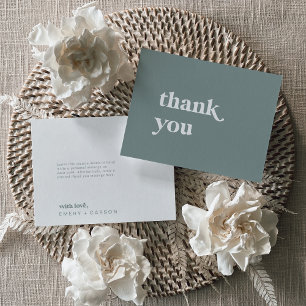Typographie moderne   Carte de remerciements vert 