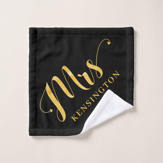 Typographie moderne Chic Gold Foil Mme Newlysée (Gant de toilette)