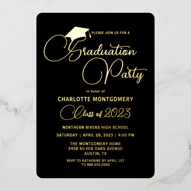 Typographie moderne élégante Invitation de graduat (Recto)