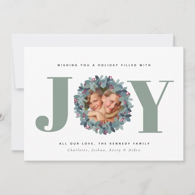 Typographie moderne Eucalyptus Carte de Noël (Devant)