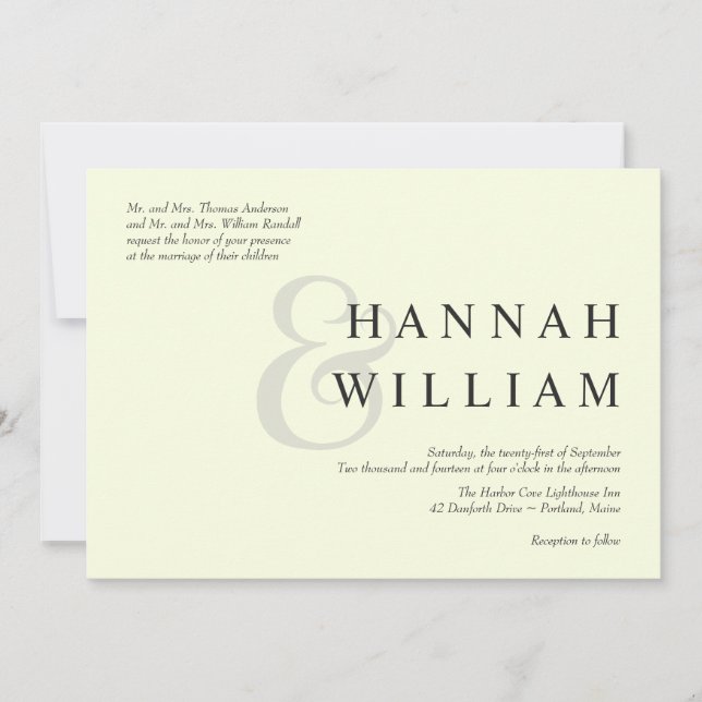 Typographie moderne Invitations au mariage ivoirie (Devant)