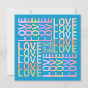 Typographie moderne "LOVE" sur carte bleue électri