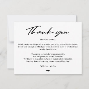 Typographie moderne mariée douche virtuelle merci