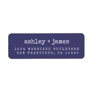 Typographie moderne Marine Mariage bleu Adresse de