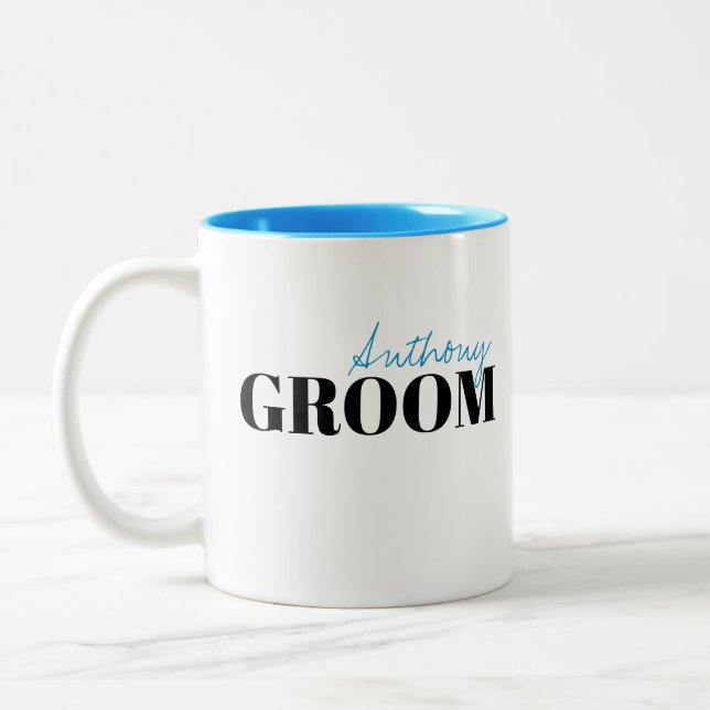 Typographie moderne Simple Groom Mug personnalisé (Gauche)