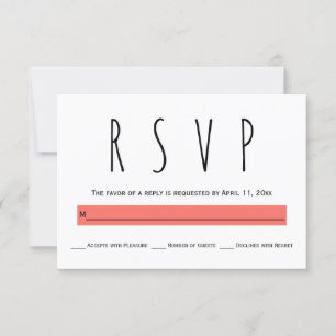 Typographie moderne vie mariage corail carte RSVP