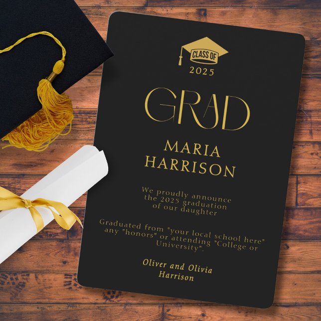 Typographie noir et or Pas de Faire-part photo (Créateur téléchargé)