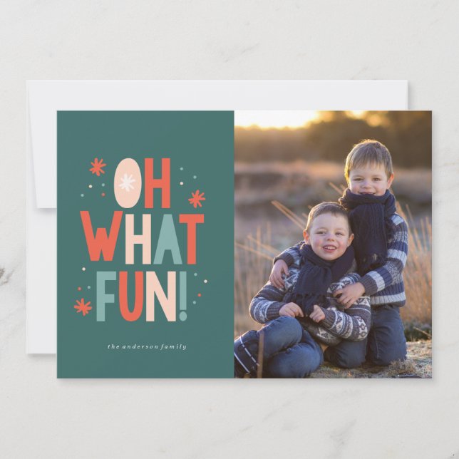 Typographie Oh Quel Amusement ! Carte de Noël (Devant)