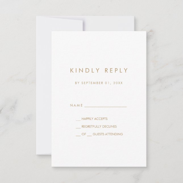 Typographie Or Chic Carte RSVP simple (Devant)