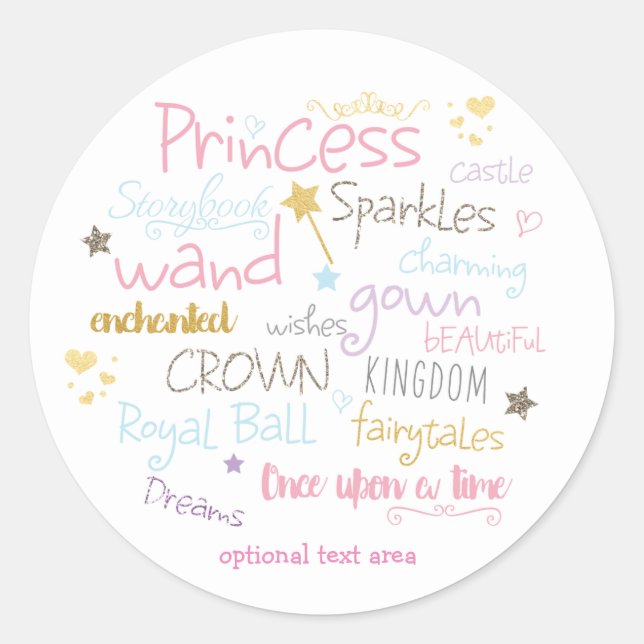 Typographie PRINCESS Sticker personnalisé fête d'a (Devant)