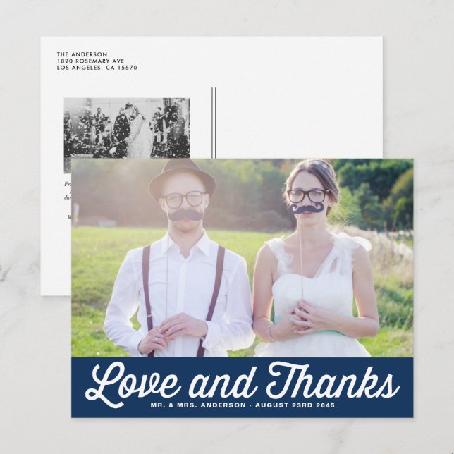 TYPOGRAPHIE RÉTRO | CARTE POSTCARD MARIAGE MARVY (Devant / Derrière)