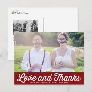TYPOGRAPHIE RÉTRO CARTE POSTCARD MARIAGE ROUGE