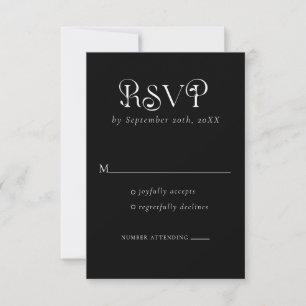 Typographie rétro Cartes RSVP noires
