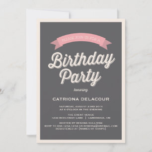 TYPOGRAPHIE RÉTRO GRAY   ANNIVERSAIRE INVITATION D
