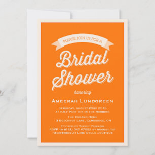TYPOGRAPHIE RÉTRO ORANGE   INVITATION DE DOUCHE BR