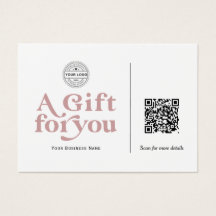 Typographie rose moderne Dusty Carte cadeau code Q