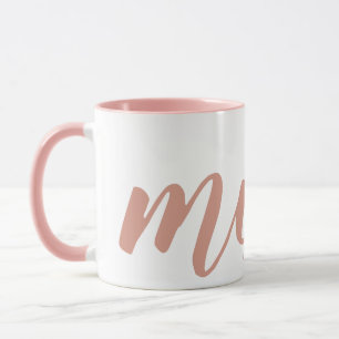 Typographie rose simple maman Mug bicolore