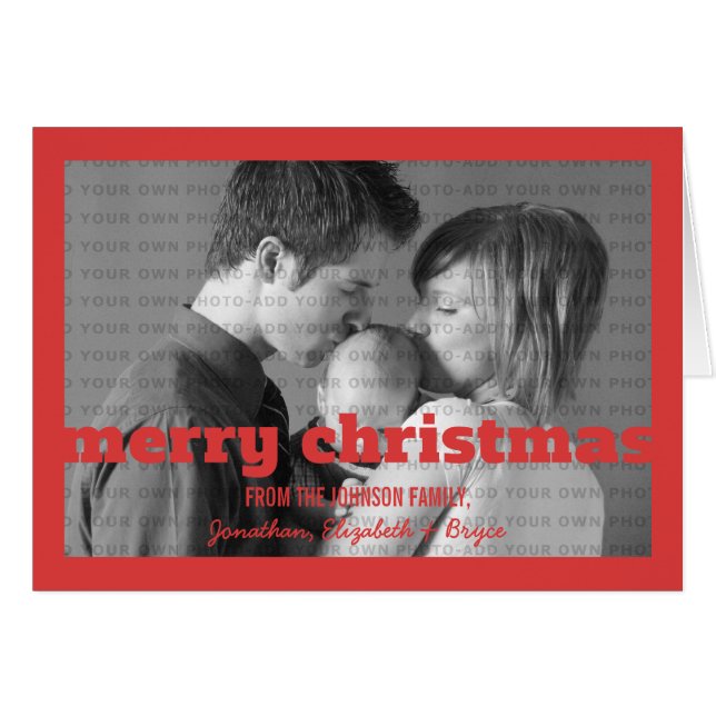 Typographie rouge Joyeuse carte de voeux de Noël (Devant horizontal)