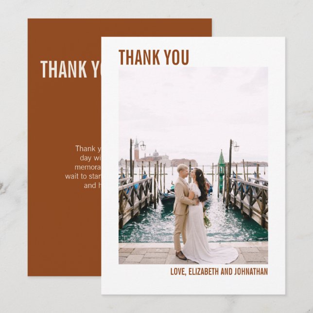 Typographie simple Boho Mariage Merci photo (Devant / Derrière)
