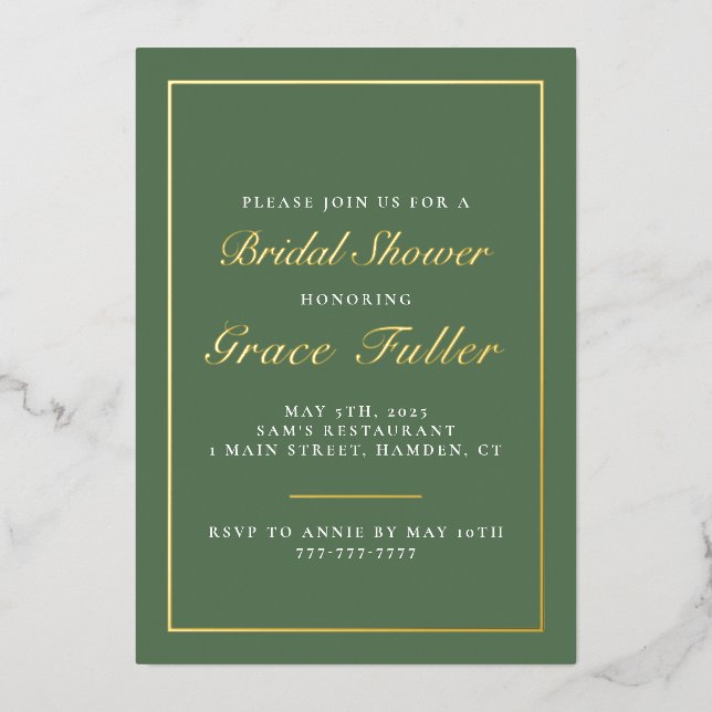 Typographie simple et élégante Foil Invitation (Recto)