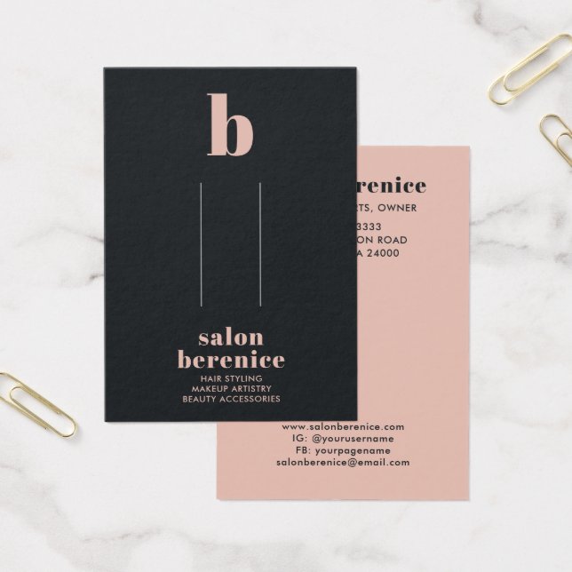 Typographie tendance Blush Black Hair Clips Affich (Bureau)