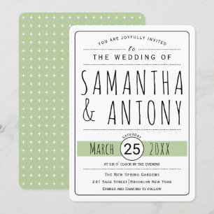 Typographie tendance faire-part de mariage vert sa