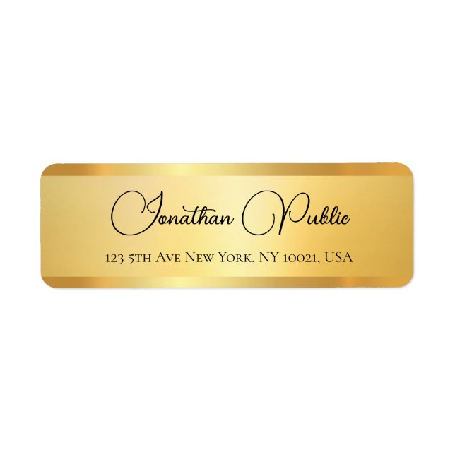 Typographie tendance Nom Gold Look Adresse de reto (Devant)