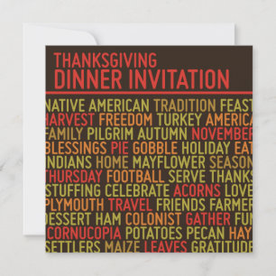 Typographie Thanksgiving Dîner Invitation