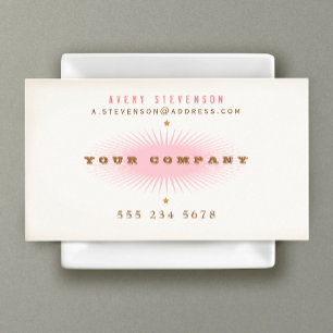 Typographie vintage Carte de visite SunBurst rose