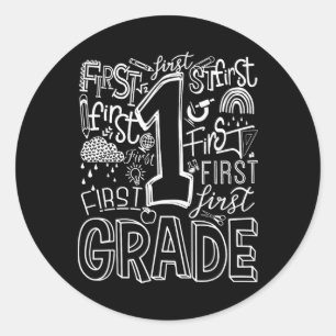 Typography 1st Grade Team Student Teacher Classic Round Sticker